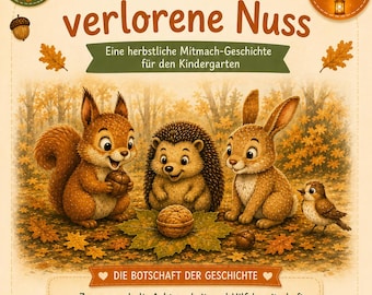 Jardín de Infancia Kamishibai de Otoño | Lotti y la Nuez Perdida | Cuento de Otoño para Jardín de Infancia | Círculo Matutino con Tarjetas Ilustradas | PDF de Cuento Interactivo
