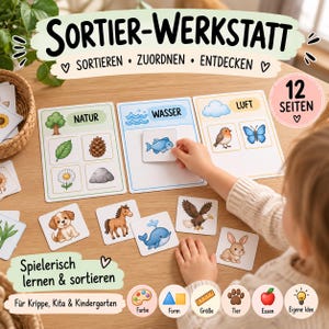 Sorteringsverkstadslärande kit för dagis och förskola | Sorteringsspel för barn | Lärandespel PDF | Färger, former, storlekar och matchning | Montessori under 3 år