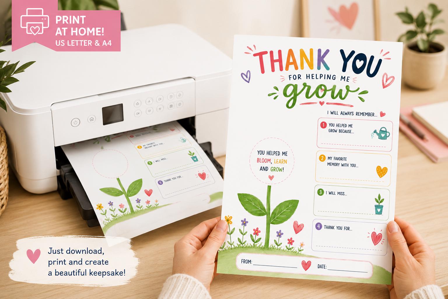Preschool Teacher Appreciation Gift Printable, Thank You for Helping Me ...