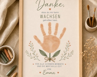 Farewell gift for kindergarten teacher, thank you | Handprint flower printable | Daycare and childminder gift | DIN A4 PDF download