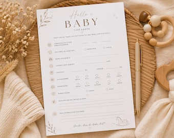 Baby Shower Suggestion Card | Baby Wishes | Baby Shower Game (German) | Wishes for Baby Card | Printable Baby Shower Game | Printable PDF A4