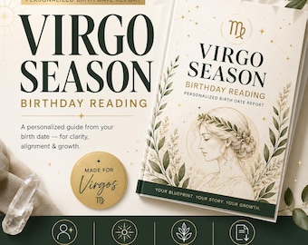Virgo Season Birthday Reading PDF | Personalized Birth Date Report for a Virgo, Custom Zodiac Gift & Self Discovery (Digital Download)