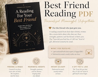 Friendship Day Gift Best Friend Reading PDF | Personalized Birth Date Report, Meaningful Gift for Her & Bestie (Digital Download)