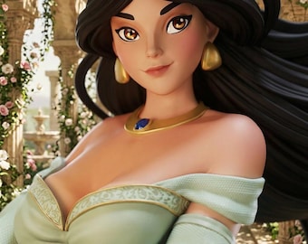 Figura di principessa reale del deserto, ragazza avventurosa e bellissima in formato STL, elegante modello fantasy, statua in resina stampabile in 3D 041