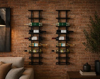 BrickWine – Industrial Wall Mounted Wine Rack, Metal Bottle Holder, Modern Brick Wall Wine Storage, Loft Style Home Bar Decor