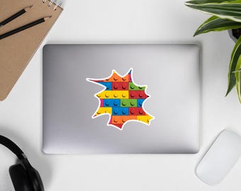 Versteckter Lego Sticker | Ausgeschnittene Legostein-Design | Bunte Bausteine Aufkleber | Lego Aufkleber |