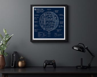 Star Wars Blueprint Poster | Star Wars Poster | Todesstern Poster | AT-AT Walker Poster | R2-D2 Poster | Star Wars Kunst
