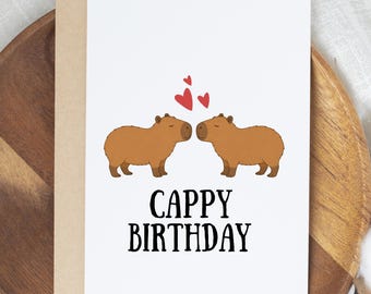 Geburtstagsmütze | Capybara Geburtstagskarte | Capybara Karte | Süßes Capybara