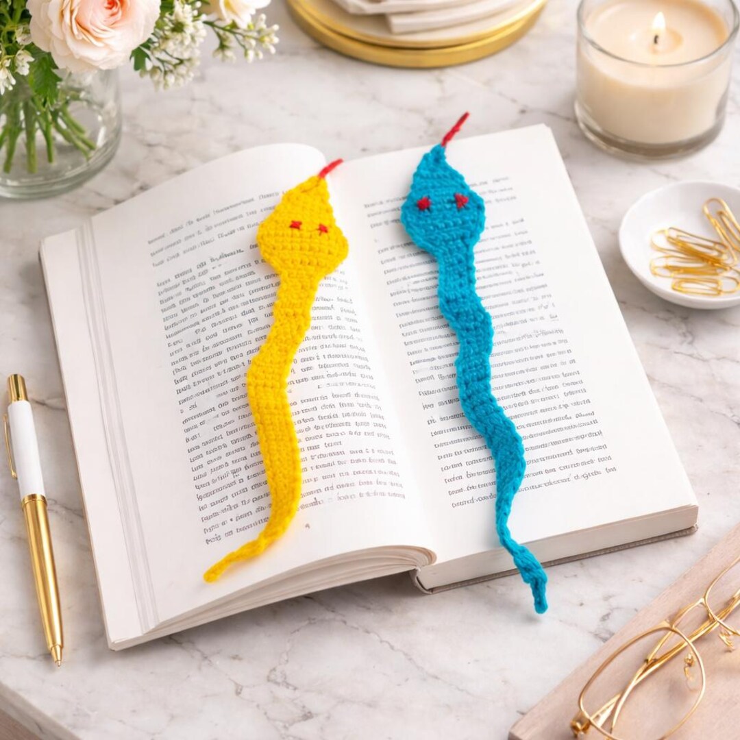 Snake Bookmark Tutorial Snake Bookmark Crochet Pattern, Cute Bookworm Snake PDF, Amigurumi ...