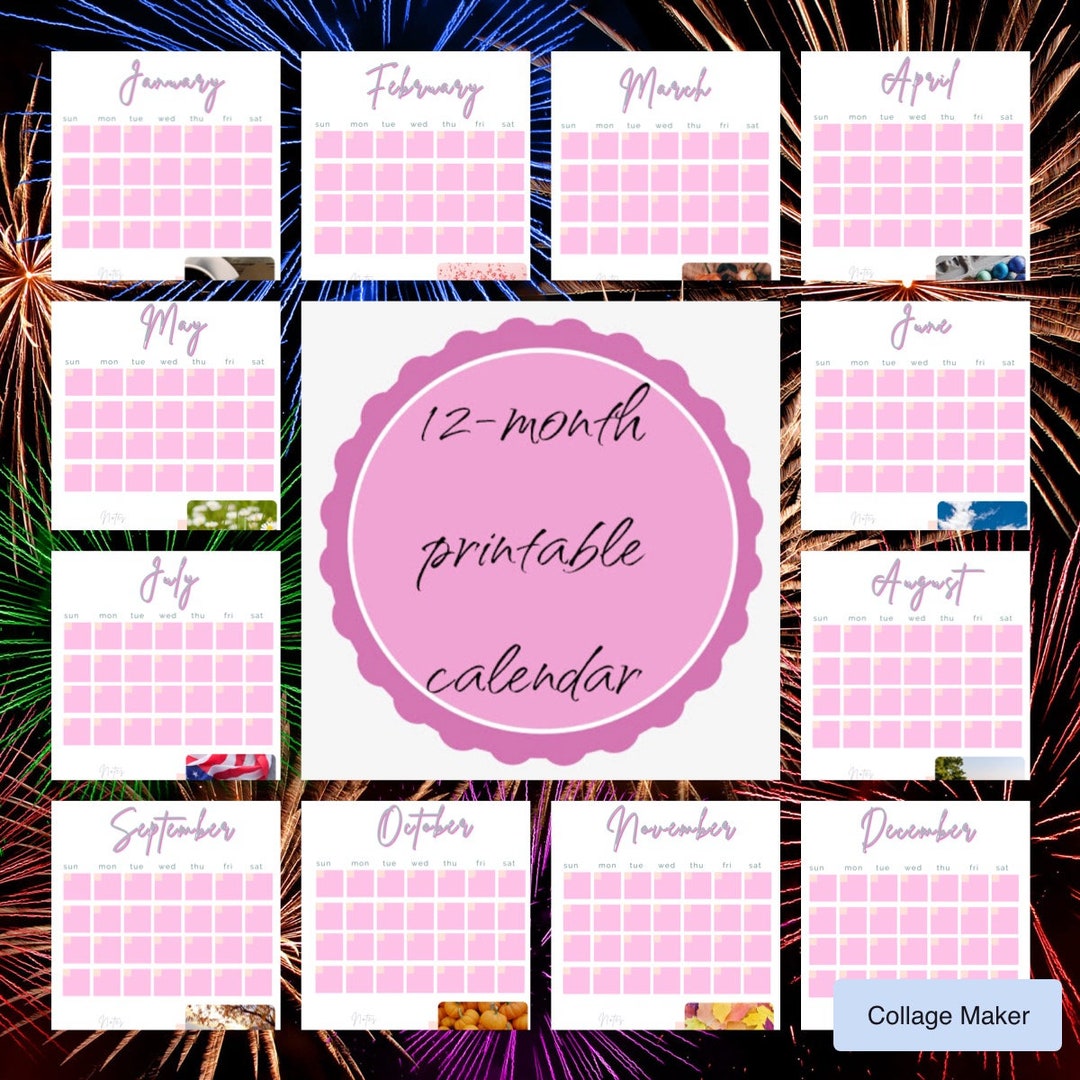 PINK PRINTABLE CALENDAR - Etsy