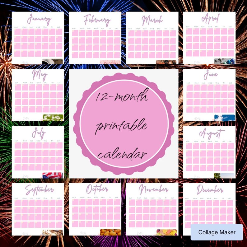 PINK PRINTABLE CALENDAR - Etsy