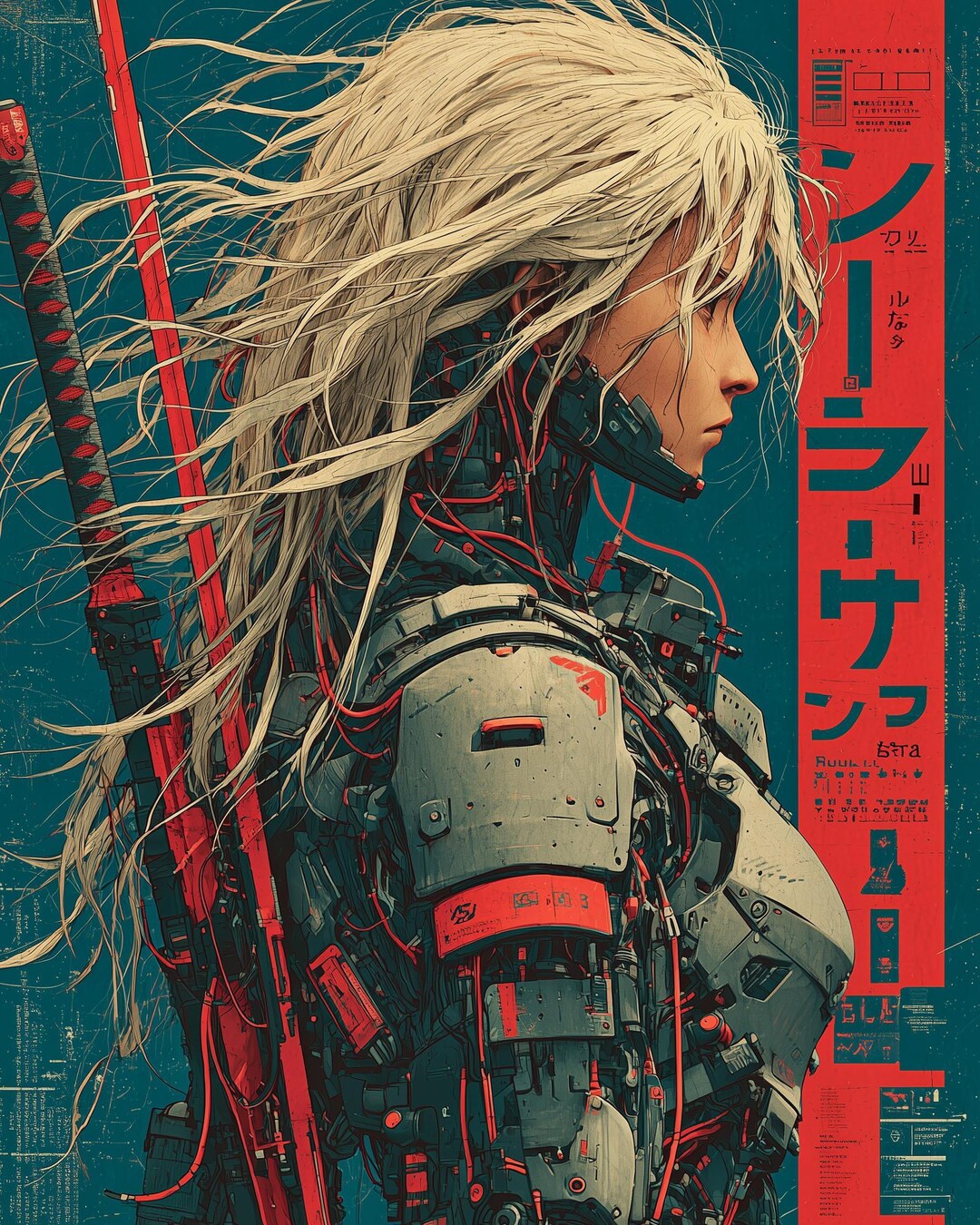 Cyberpunk Anime Girl Digital Art Print, Sci Fi Wall Art, Japanese ...
