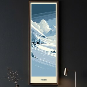 Hoth-Leinwandbild, Star Wars-Eisplanet-Wandbild, Echo-Basis AT-AT-Sci-Fi-Poster, hohes Hochformat-Leinwandbild, Mid-Century-Galaxy-Dekorationsgeschenk
