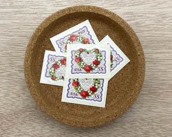1999 Victorian Flower Heart 55c stamp (5 pieces) - vintage unused United States postage stamps - Scott #3275 - 55 cent - self adhesive! LOVE