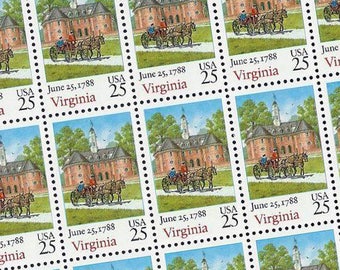 20 pieces - Vintage unused 1989 25 cent Virginia statehood stamps - great for wedding invitations, save the dates