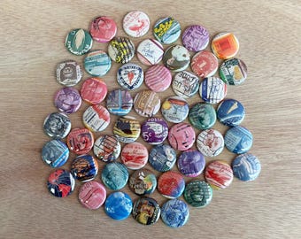 Vintage USPS Buttons OR Magnets - your choice! Set of 4 assorted 1" pinback buttons or fridge magnets - made from canceled USPS postage!