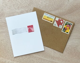 Country Love - greeting card and stamped envelope - valid unused vintage postage, ready to mail!