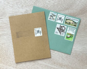 Rural America - greeting card and stamped envelope - valid unused vintage postage, ready to mail!