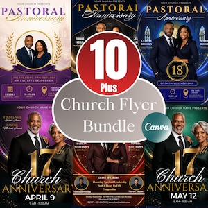 Church Flyer Bundle, 10+ Church Flyers, Pastor Appreciation Program Template, Church Anniversary Program Flyer, Church Bulletin Canva