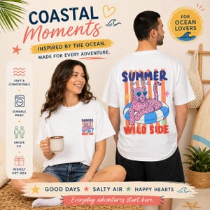 Summer Wild Side leopard on floatie T-shirt | retro beach vibes