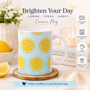 Lemon Slice Pattern Mug | Ceramic Coffee Cup