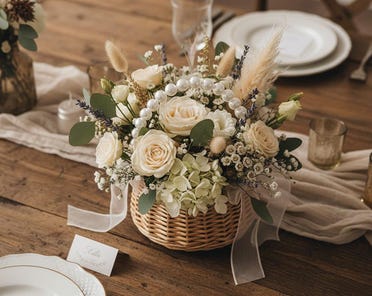 Panier De Mariage Fille Fleurie En Aluminium Tissé Avec Découpes Martelées - Occasion