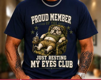 Just Resting My Eyes Club PNG: Funny Dad Life Bulldog Clipart Dad Humor png Feral Father Design (Digital Download)