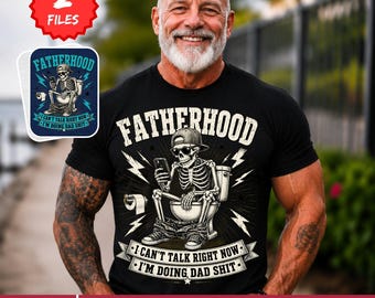 Doing Dad Shit PNG, Funny Skeleton Toilet Sublimation Design, Trendy Father's Day T-Shirt Mug Retro PNG Design For Men, Digital Download
