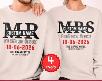 Personalized Mr and Mrs PNG, Custom Couple Names Design, Wedding Date PNG, Anniversary Gift Design, Wedding Gift PNG Digital Download