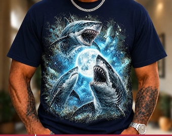 Shark Howling At Moon Vintage 90s PNG: Vintage Great White Shark Retro Ocean Wildlife png Y2K, Nautical Clipart (Digital Download)
