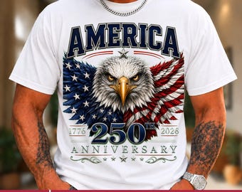250th Anniversary America Patriotic PNG, Bald Eagle American Flag PNG Artwork, 1776–2026 Design, 4th Of July PNG, Patriotic Clipart