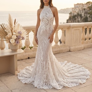 Lace Mermaid Wedding Dress With Train - Etsy