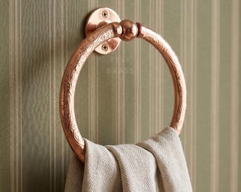 Handmade Copper Toilet Paper Holder, Rustic Wall Mounted Towel Ring