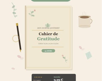 Cahier de Gratitude PDF à imprimer | Journal 90 jours | Rituel matin soir | Développement personnel | Agenda bien-être