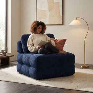 Convertible Corduroy Velvet Floor Sofa Bed: Modular Chair Lounger, Indoor Outdoor Cushion