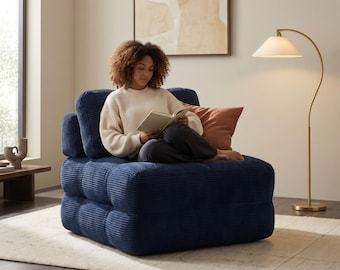 Convertible Corduroy Velvet Floor Sofa Bed: Modular Chair Lounger, Indoor Outdoor Cushion
