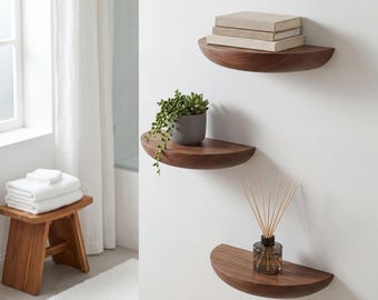 Wood Floating Shelves : Wall Decor Wood Shelf, Mini Wooden Display Shelf, Wall Plant Holder