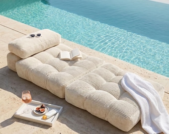 Convertible Floor Sofa Bed: Modular Cushion Chair with Removable Headrest