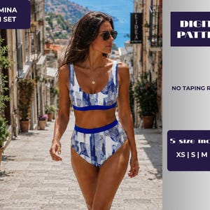 Taormina Bikini Set | PDF Pattern | Swimwear | Sewing Pattern | High Waist | Bathing Suit |Professional Pattern Pdf XS-XL | Digital Download
