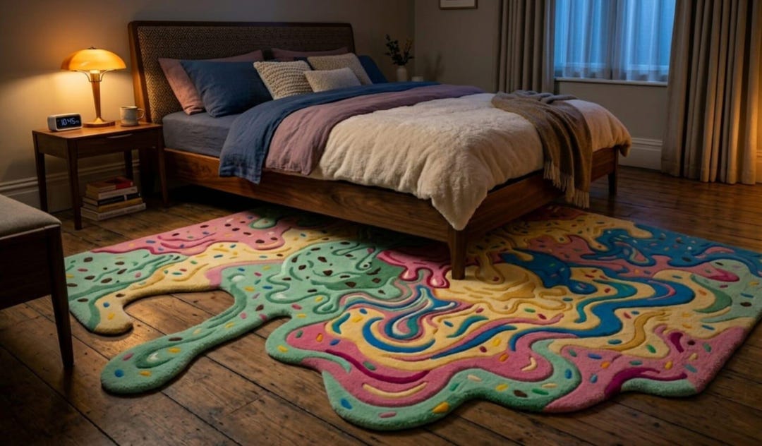 Ice Cream Rug Pattern Melting Ice Cream Irregular Rug - Pastel Pop Art Tufted Carpet ...