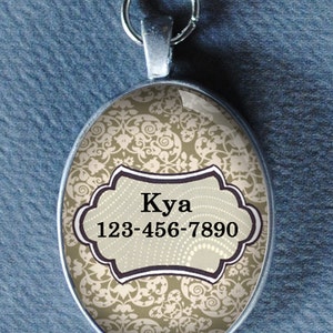 Pet iD tag oval CAT ID small breed Dog Tag Cat Tag by California Kitties ID OTE1225 image 1