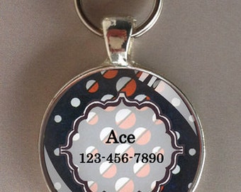 Pet iD tag one inch round CAT ID small breed Dog Tag Dog tag Cat Tag by California Kitties dark blue round ID CT6645