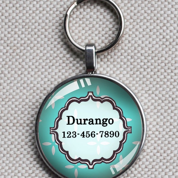 Pet tag one inch round CAT ID small breed Dog Tag Dog tag Cat Tag by California Kitties bright blue round ID Durango