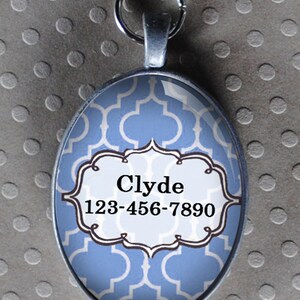 Pet iD tag oval CAT ID small breed Dog Tag Cat Tag by California Kitties likght blue ID OTE2330 image 1