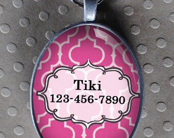 Pet iD tag oval CAT ID small breed Dog Tag Cat Tag by California Kitties light pink ID OTE7730
