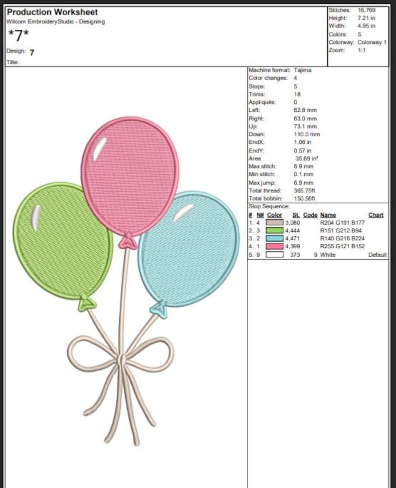 Birthday Balloons Machine Embroidery Design, Pastel Party Balloons ...