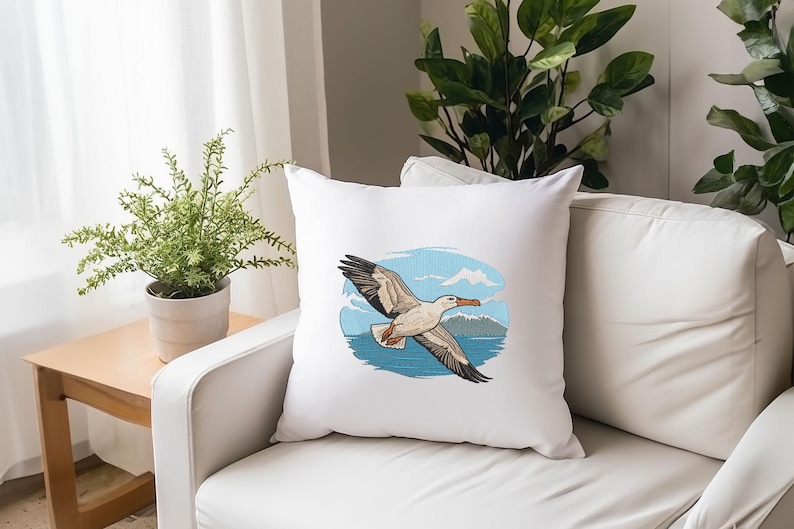Albatross Flying Ocean Embroidery Design, Coastal Bird Machine ...