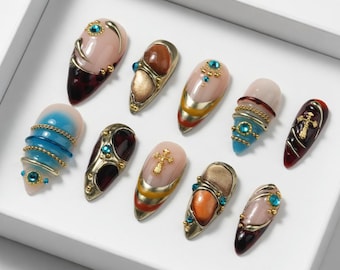 Presse magique princesse sur ongles - Art pour ongles en gel personnalisé fait main - Cadeau parfait