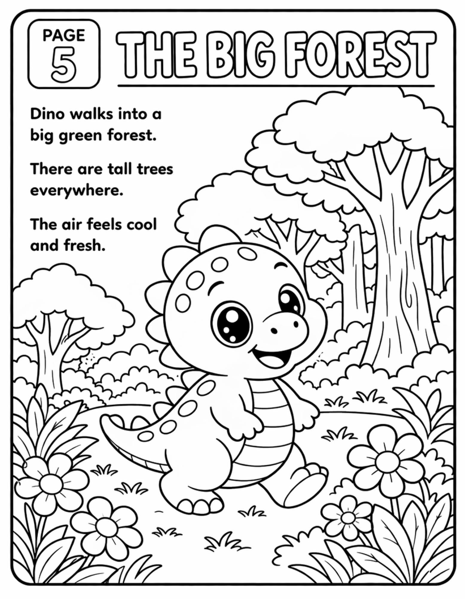 Dino Storybook Printable | Dinosaur Coloring Book for Kids - Etsy