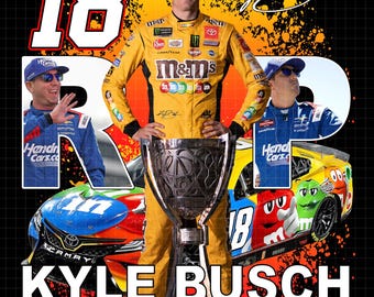 Kyle Busch "Rowdy" Racing PNG, Vintage Style T-Shirt Design (Digital Download)